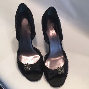 Black Satin Heals, 9 West, size 9